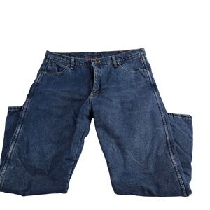 Wrangler Men's 40x30 Fleece Lined Jeans Relaxed Fit Work Utility Pants Blue